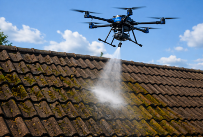 Drone nettoyage toiture